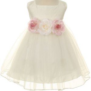 Kids Classic Silk Bodice Elegant Waist Little Girl Graduation Flower Girls Dress